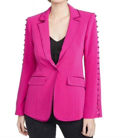 Cinq a Sept Fuchsia with Tag Vivi Button Sleeve Blazer